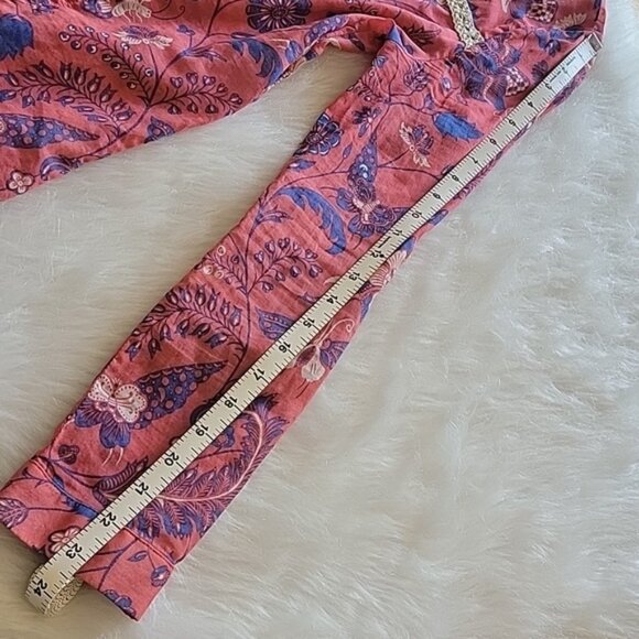 MAEVE | ANTHRO Abella Pink Blue Butterfly Crochet Pintuck Boho Cottage Top 4 - Picture 9 of 9